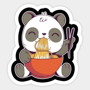 Cute panda bear eating ramen Sticker